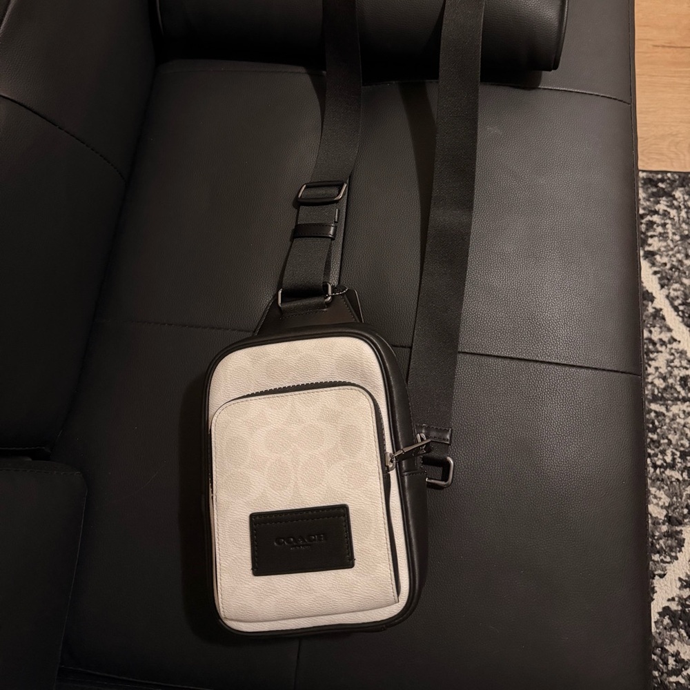Coach Men's Black and Cream Belt Bag